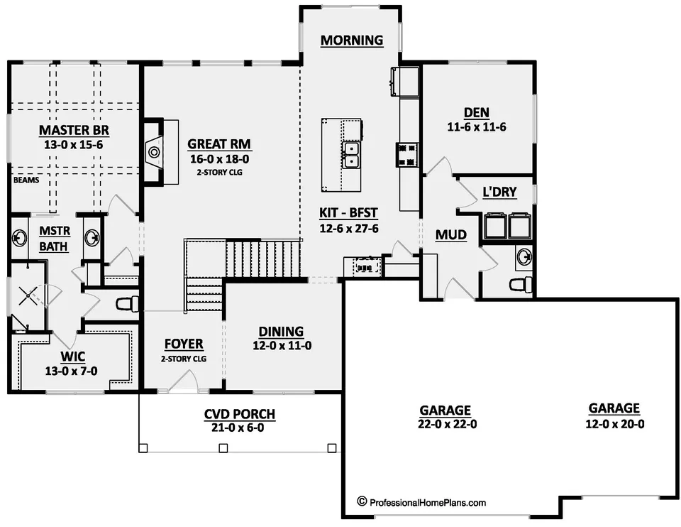 The Newbury main level floor plan